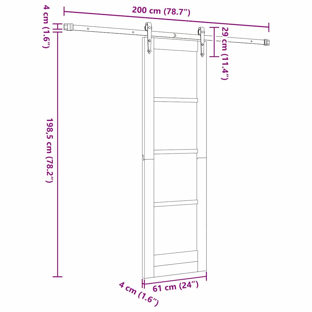 Csúszó ajtó fehér és fekete 61 x 198,5 cm tömör fenyőfa és üveg