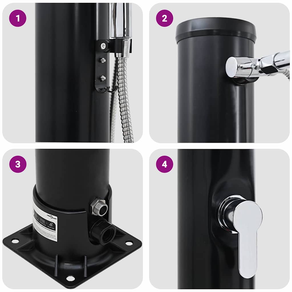 Külső napelemes zuhany kézi fejjel 217 cm 20 l