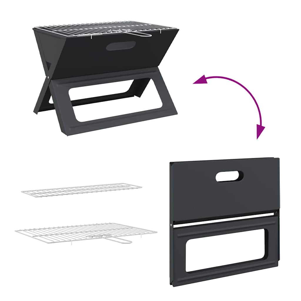Kültéri grill fekete 46 x 31 x 31 cm acél