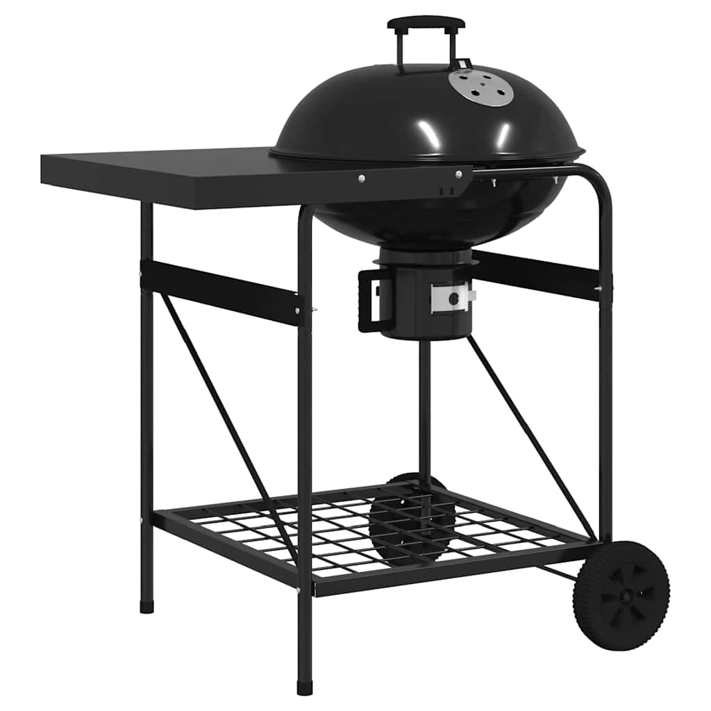 Kültéri grill kerékkel fekete 91 x 71 x 107 cm fém