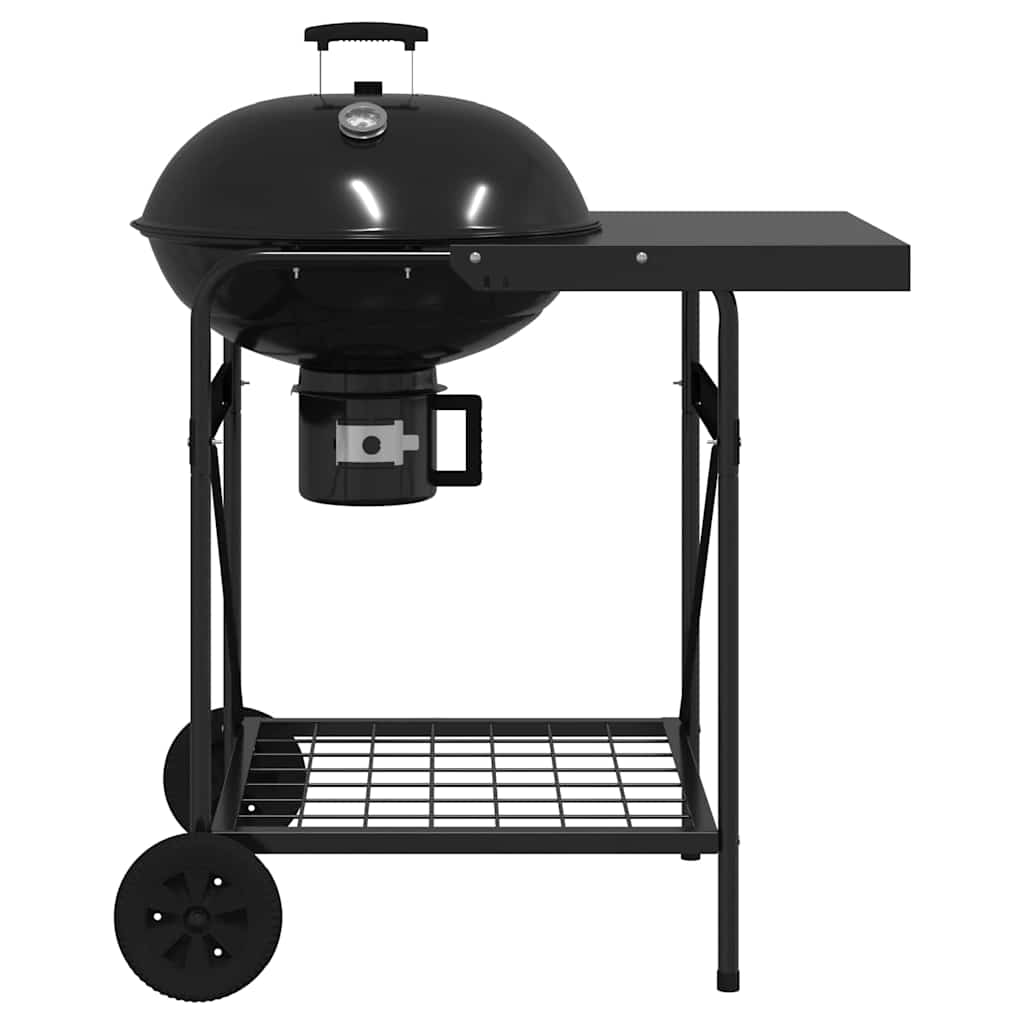 Kültéri grill kerékkel fekete 91 x 71 x 107 cm fém