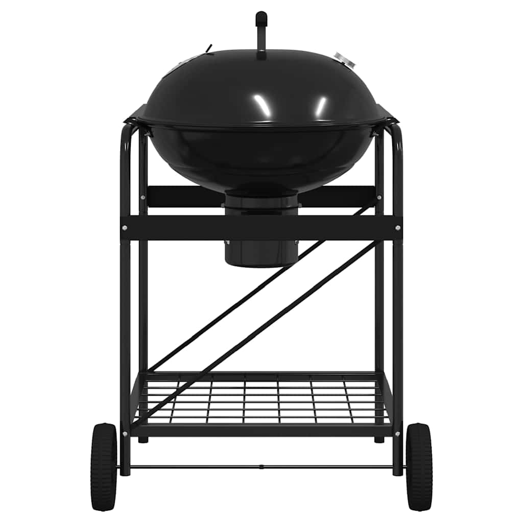 Kültéri grill kerékkel fekete 91 x 71 x 107 cm fém