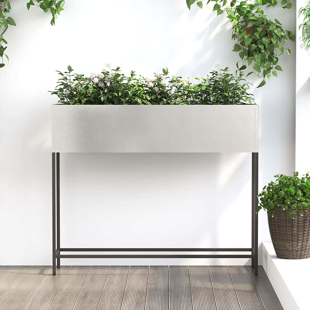 Magas kerti cserép ezüst 100 x 26 x 82 cm rozsdamentes acél