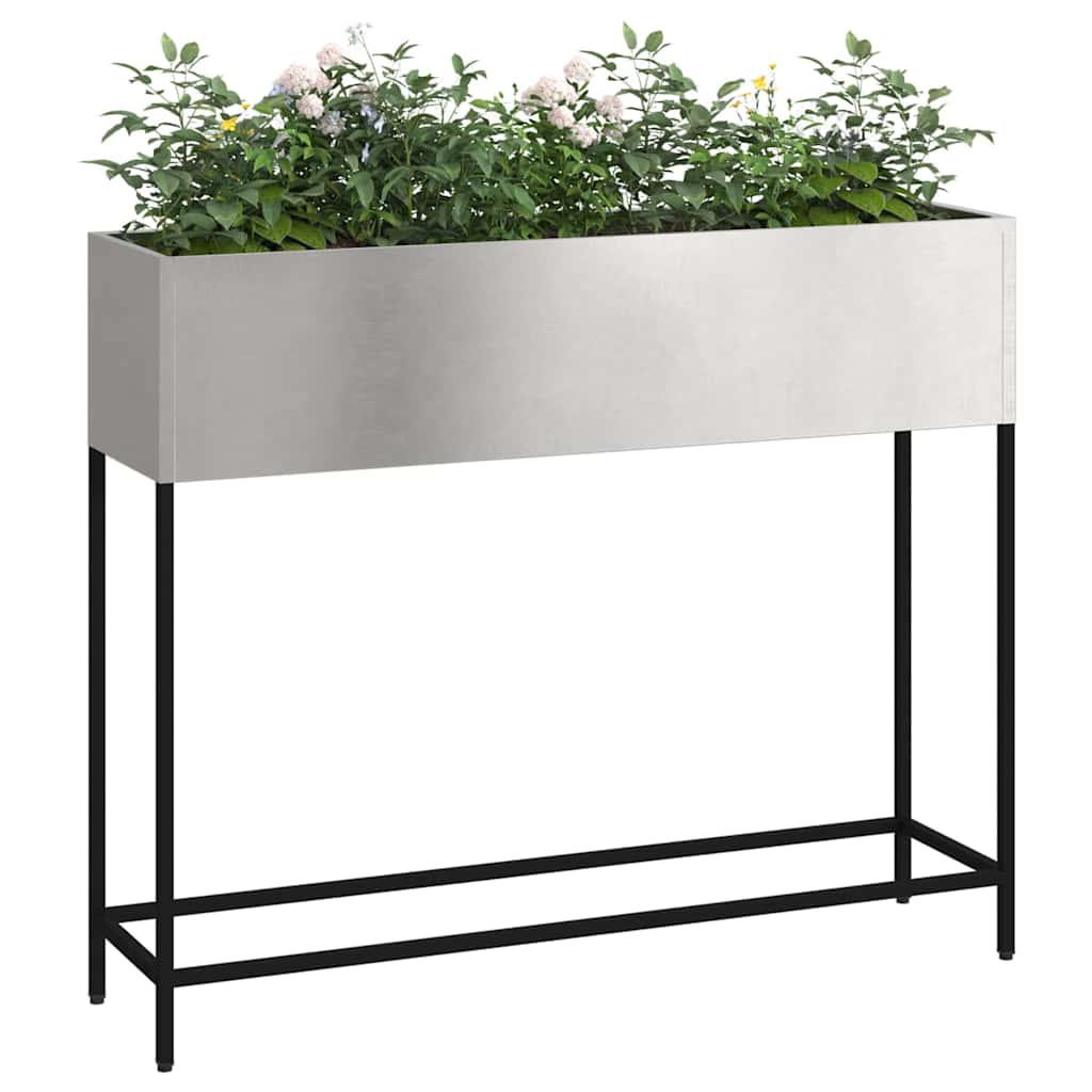 Magas kerti cserép ezüst 100 x 26 x 82 cm rozsdamentes acél