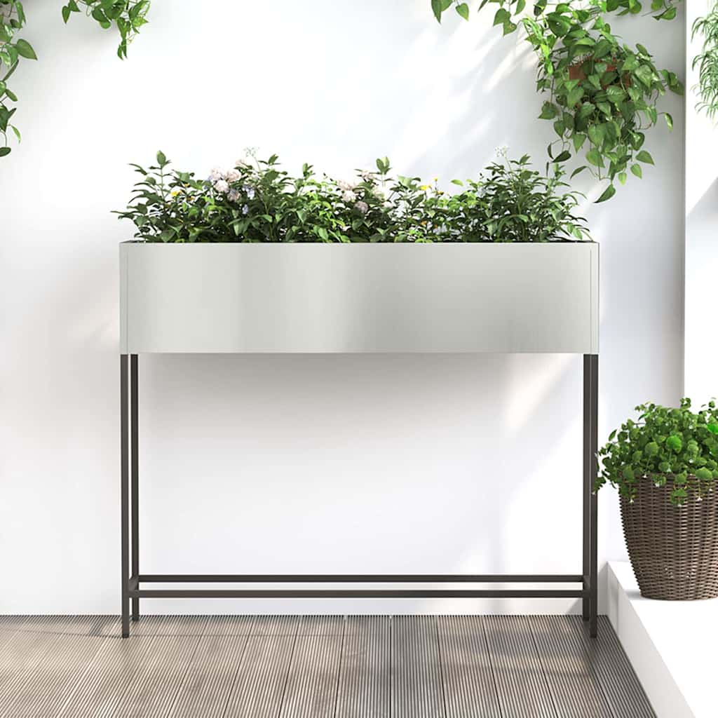 Magas kerti cserép ezüst 100 x 26 x 82 cm horganyzott acél