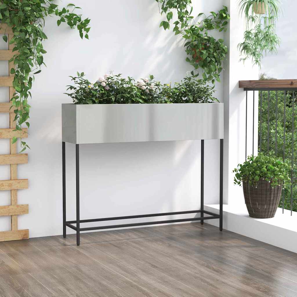 Magas kerti cserép ezüst 100 x 26 x 82 cm horganyzott acél