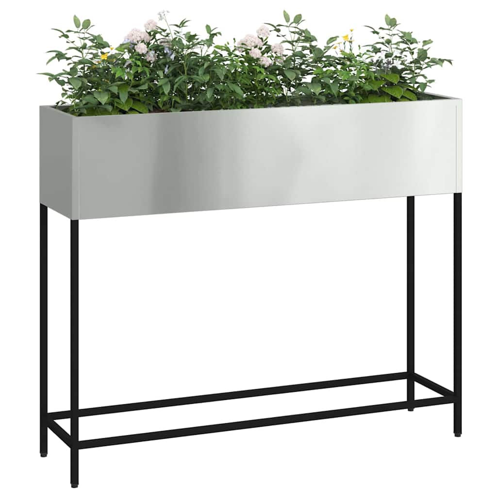 Magas kerti cserép ezüst 100 x 26 x 82 cm horganyzott acél
