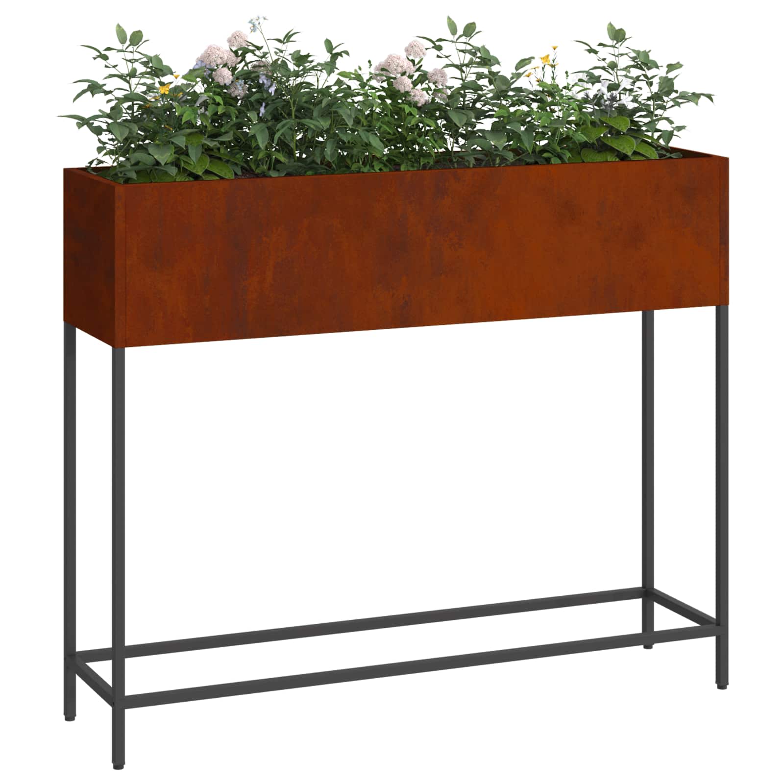 Magas kerti cserép rozsdás 100 x 26 x 82 cm időjárásálló acél