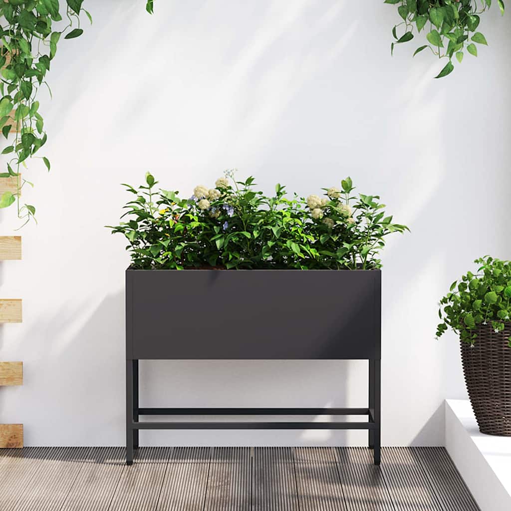 Magas kerti cserép fekete 60 x 26 x 45 cm acél