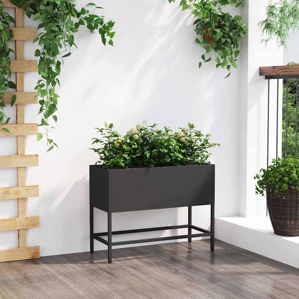 Magas kerti cserép fekete 60 x 26 x 45 cm acél