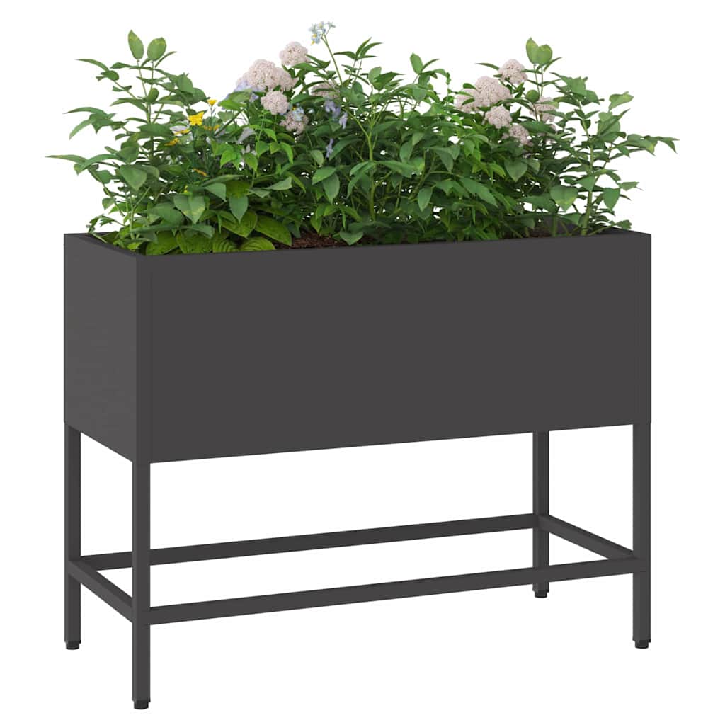 Magas kerti cserép fekete 60 x 26 x 45 cm acél