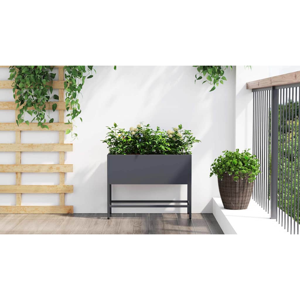 Magas kerti cserép antracit 60 x 26 x 45 cm acél