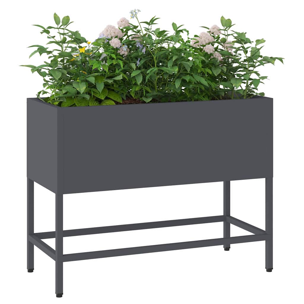 Magas kerti cserép antracit 60 x 26 x 45 cm acél