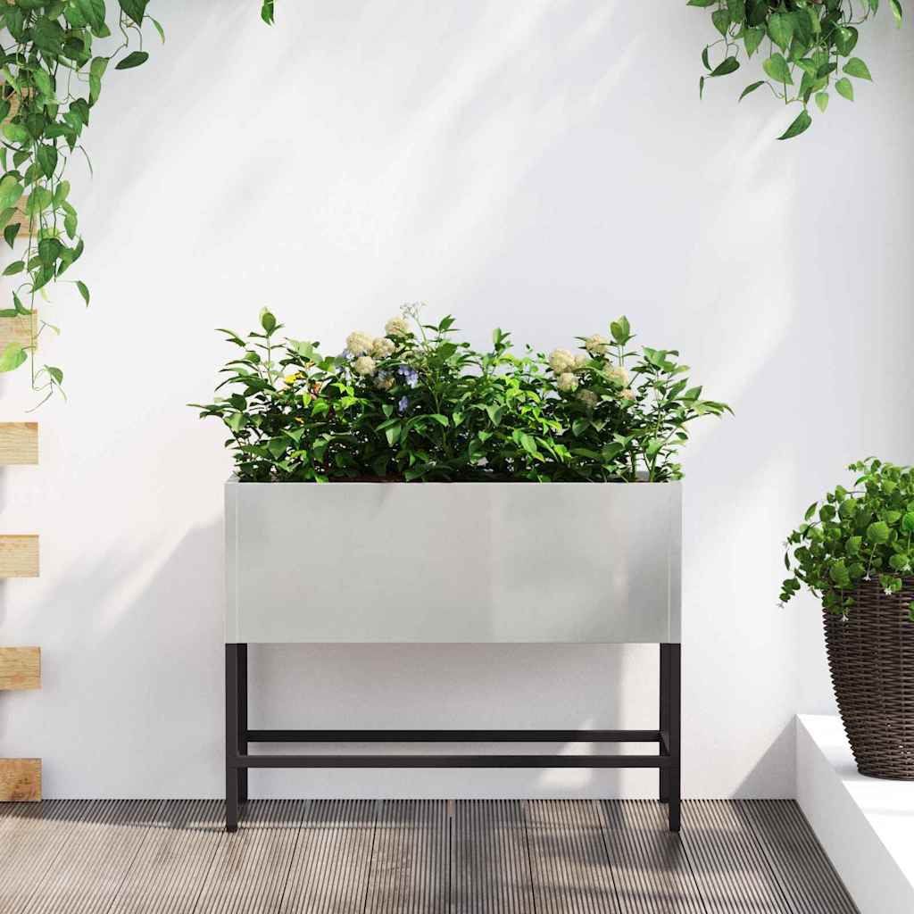 Magas kerti cserép ezüst 60 x 26 x 45 cm rozsdamentes acél
