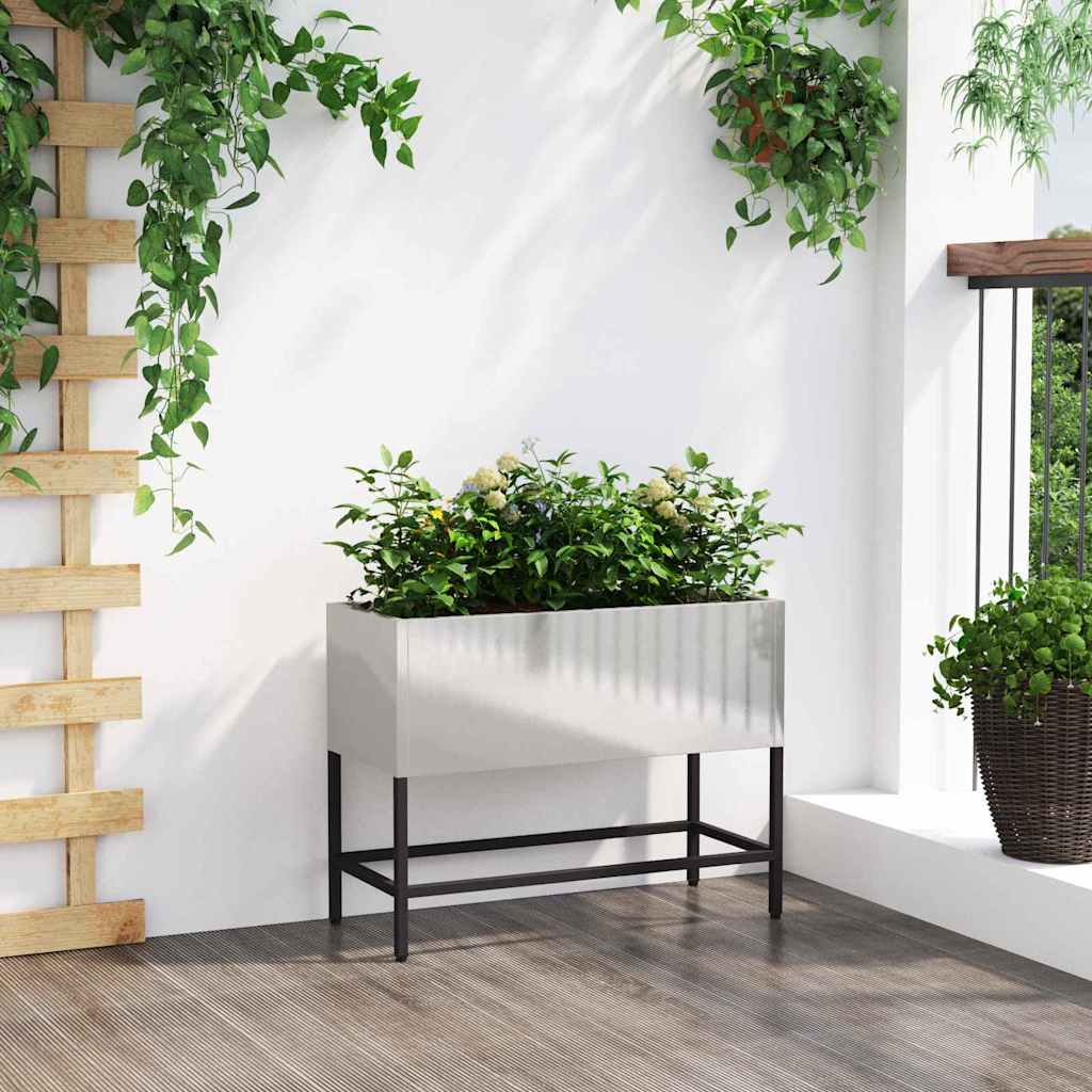 Magas kerti cserép ezüst 60 x 26 x 45 cm rozsdamentes acél
