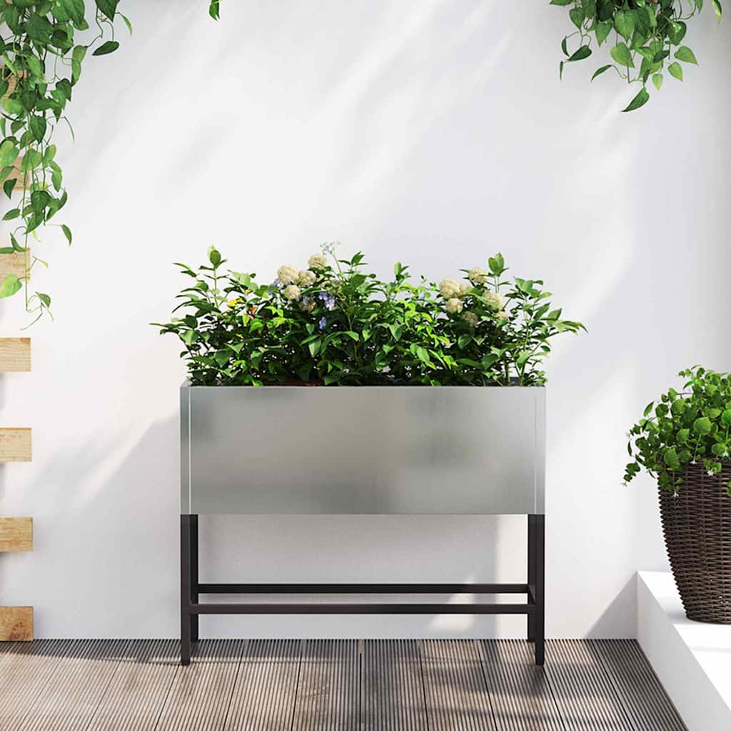 Magas kerti cserép ezüst 60 x 26 x 45 cm horganyzott acél