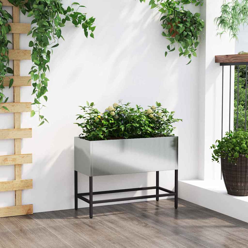 Magas kerti cserép ezüst 60 x 26 x 45 cm horganyzott acél
