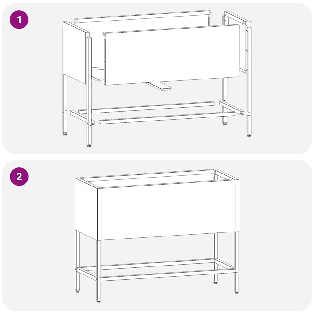 Magas kerti cserép rozsdás 60 x 26 x 45 cm időjárásálló acél