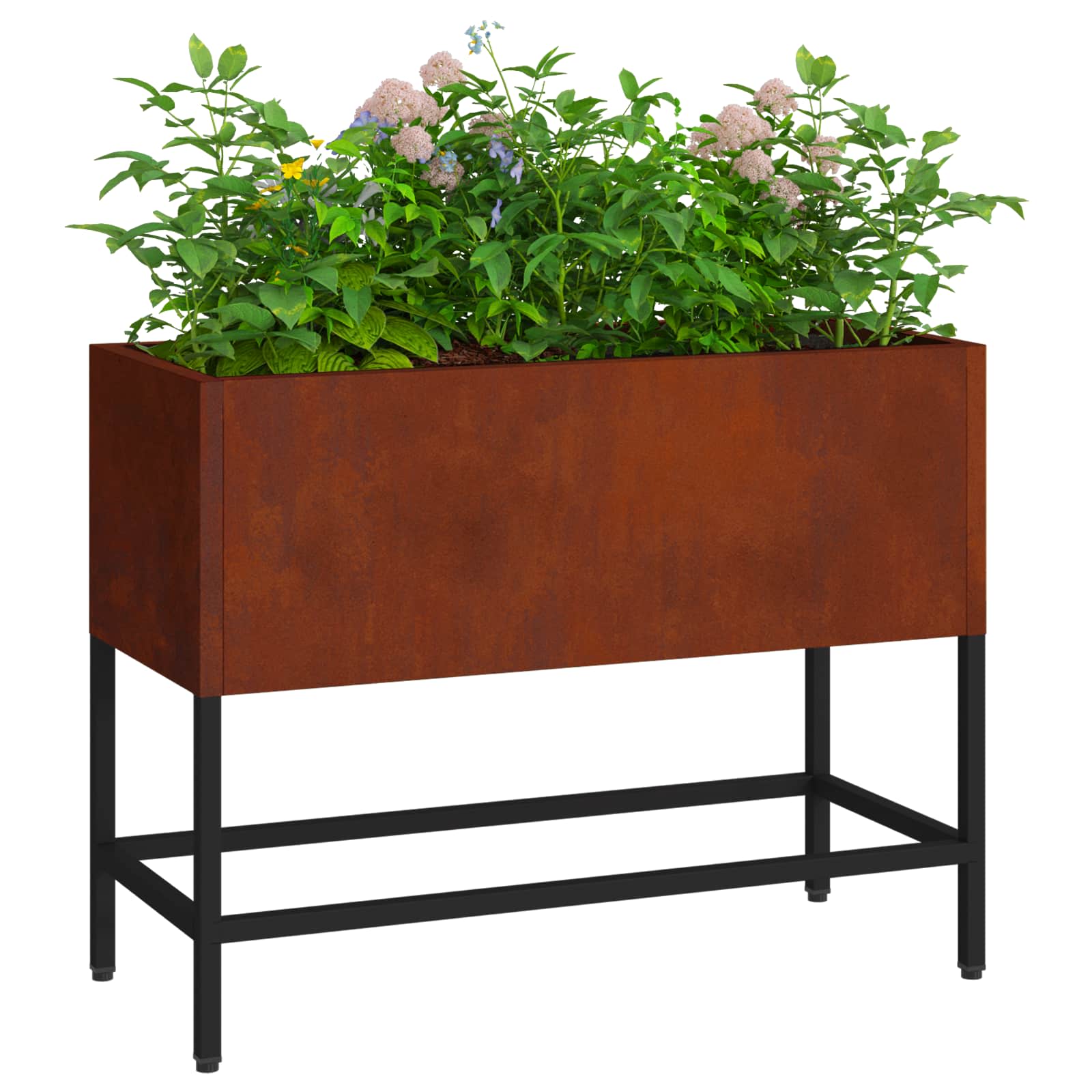 Magas kerti cserép rozsdás 60 x 26 x 45 cm időjárásálló acél