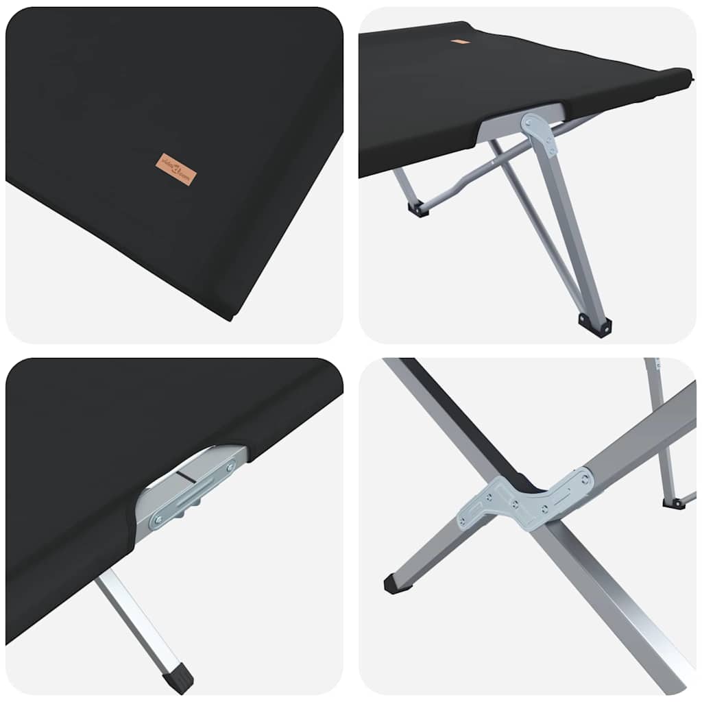 Összecsukható kemping ágy 2 pcs fekete 194 x 62,5 x 42,5 cm