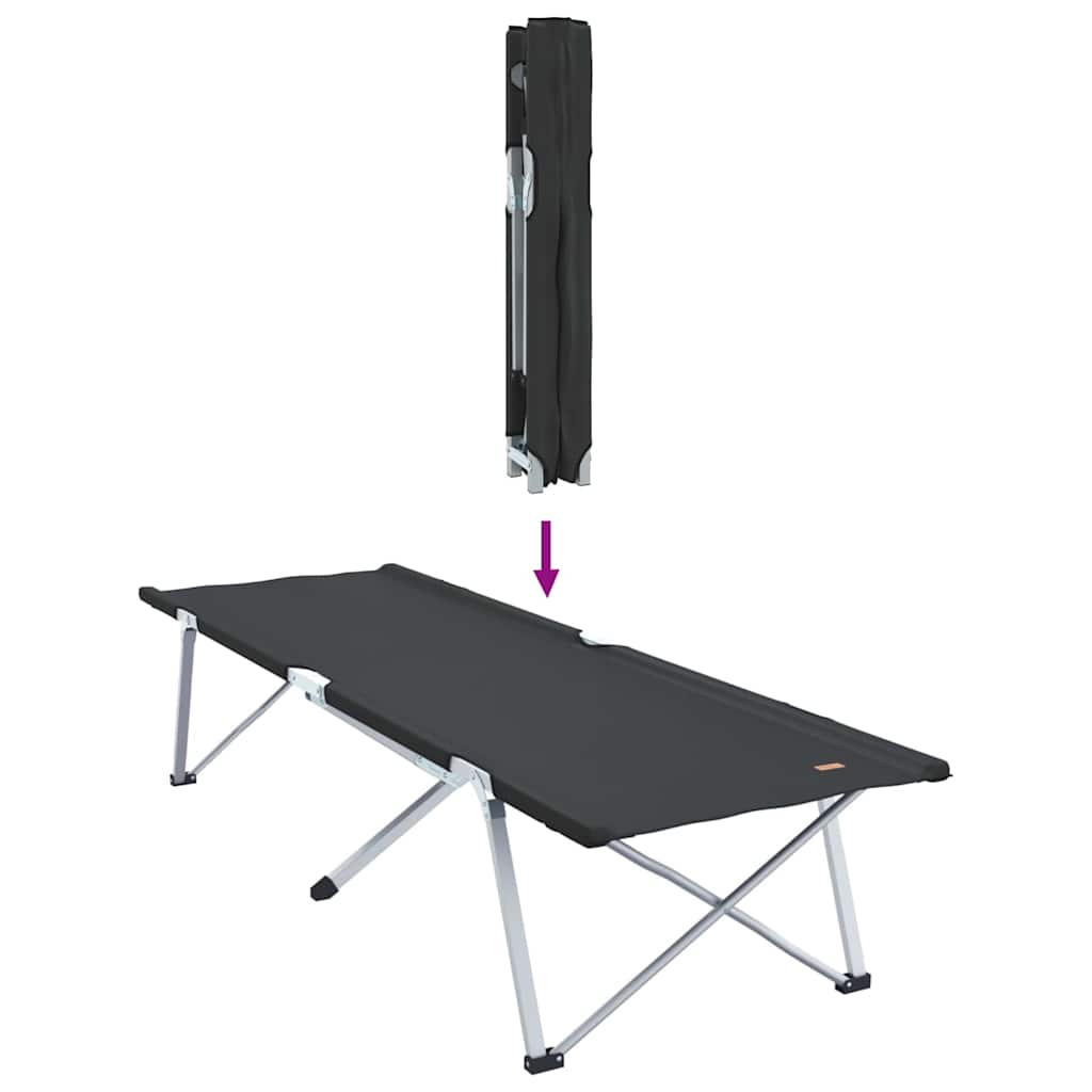 Összecsukható kemping ágy 2 pcs fekete 194 x 62,5 x 42,5 cm