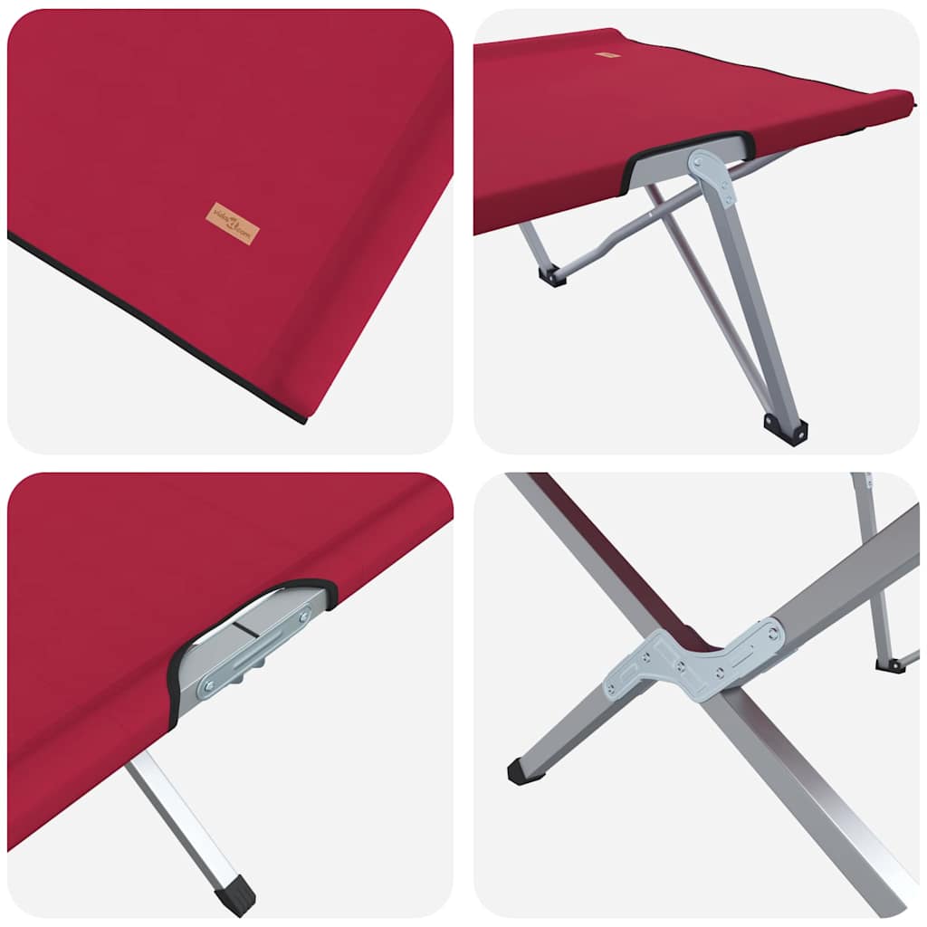 Összecsukható kemping ágy 2 pcs piros 194 x 62,5 x 42,5 cm