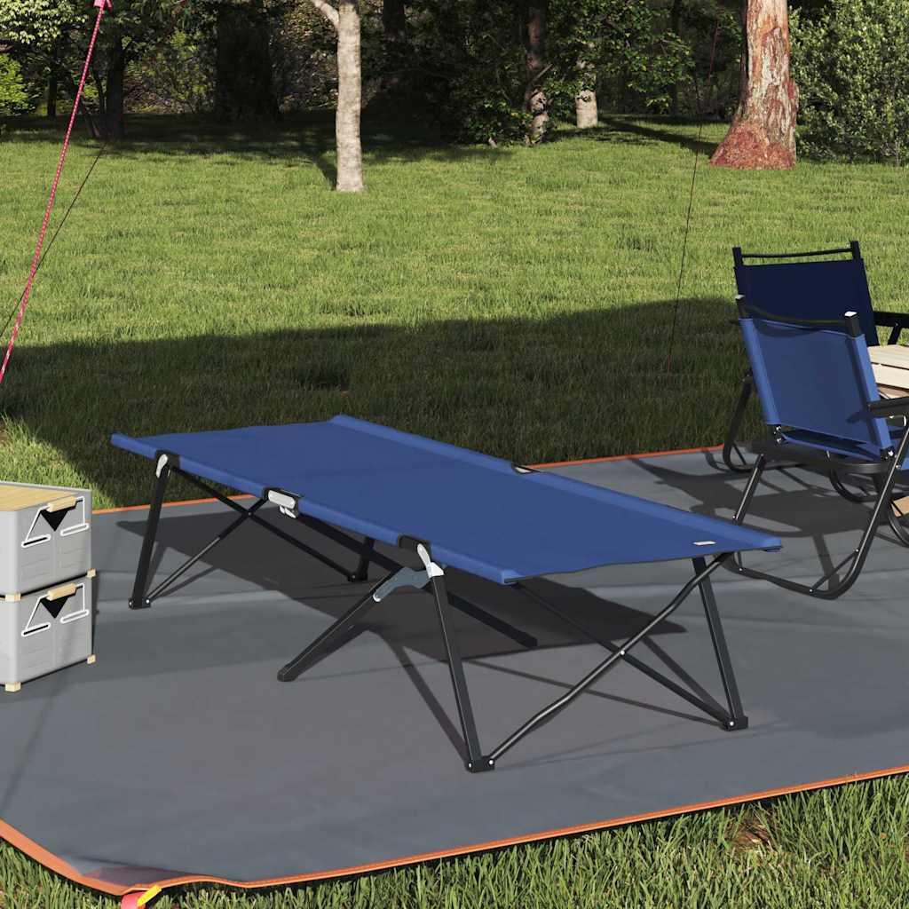 Összecsukható kemping ágy kék 206 x 76 x 74 cm oxford és acél