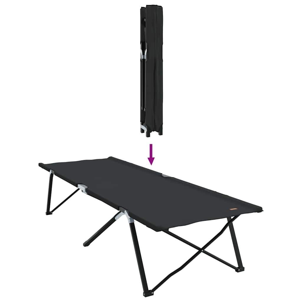 Összecsukható kemping ágy fekete 206 x 76 x 74 cm