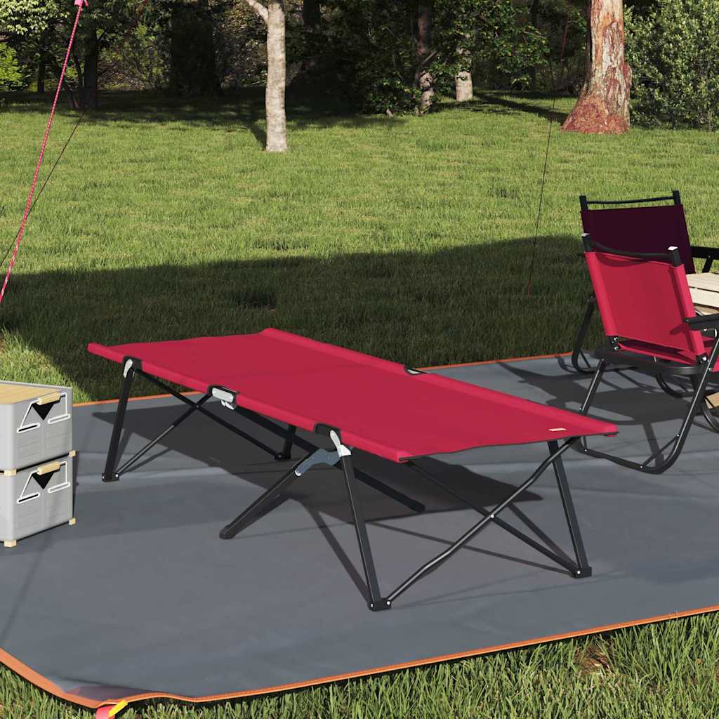 Összecsukható kemping ágy piros 206 x 76 x 74 cm oxford és acél