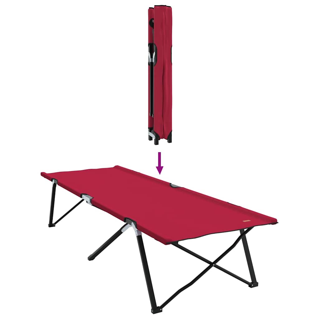 Összecsukható kemping ágy piros 206 x 76 x 74 cm oxford és acél