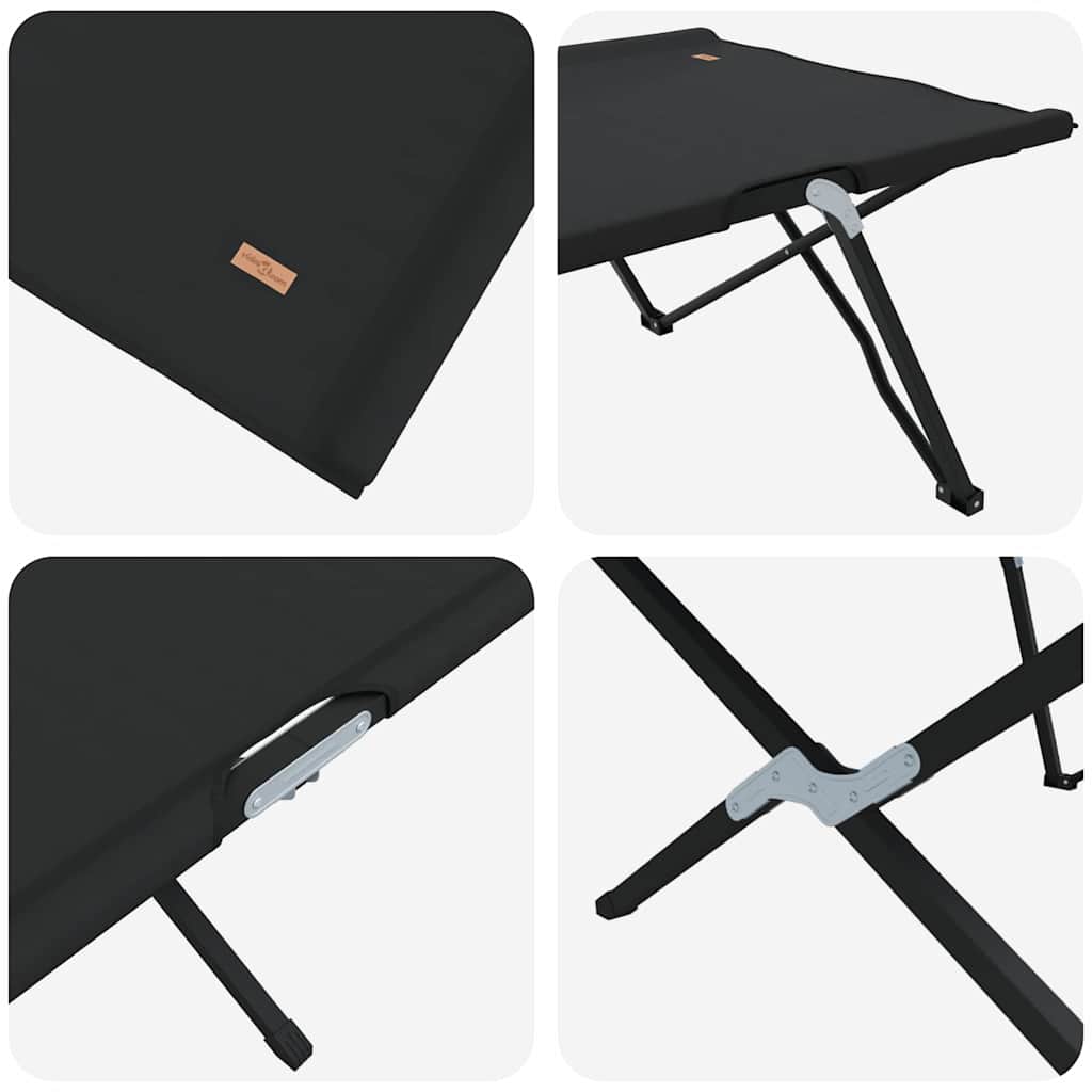 Összecsukható kemping ágy 2 pcs fekete 206 x 76 x 74 cm