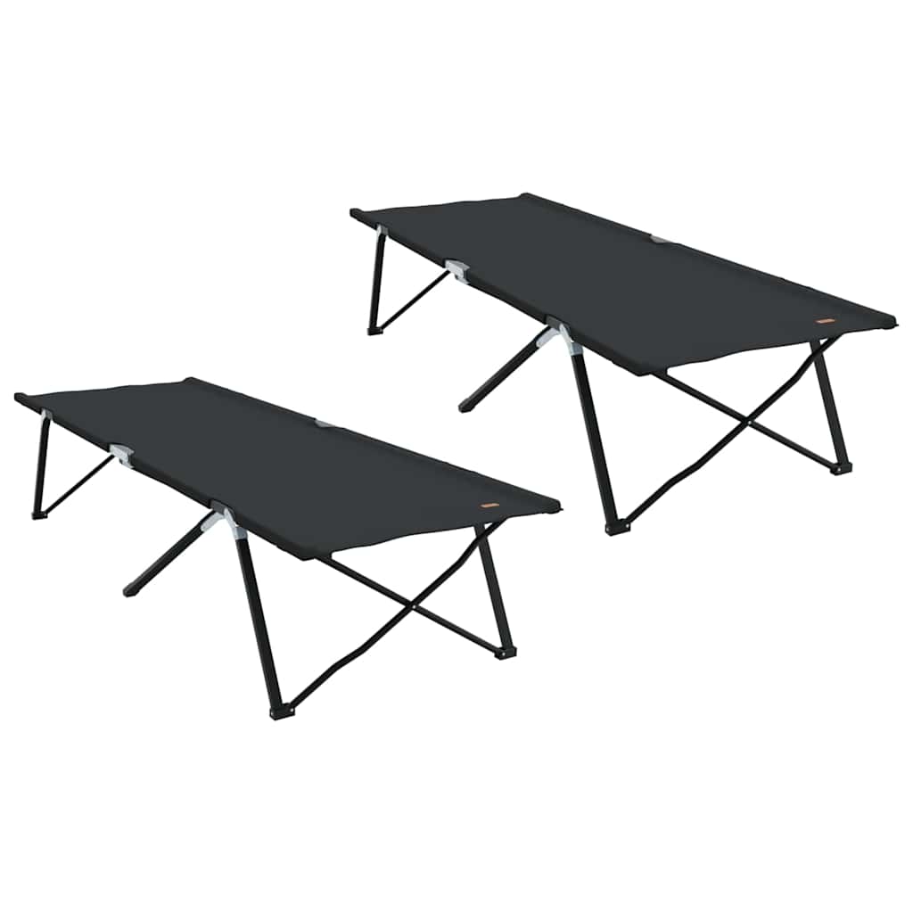 Összecsukható kemping ágy 2 pcs fekete 206 x 76 x 74 cm