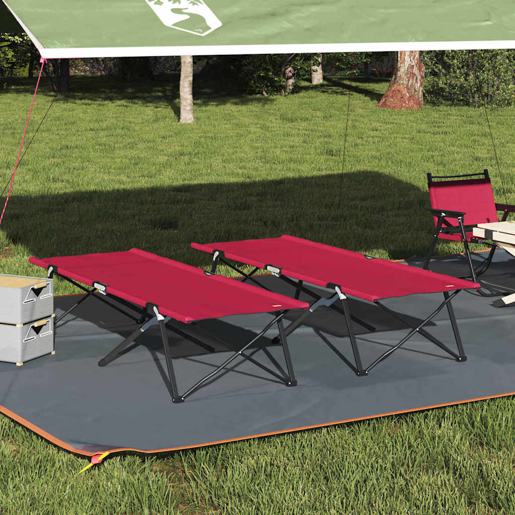 Összecsukható kemping ágy 2 pcs piros 206 x 76 x 74 cm