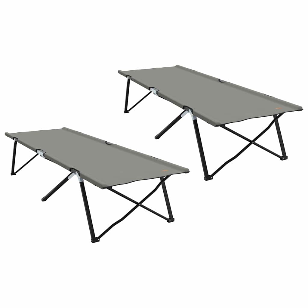 Összecsukható kemping ágy 2 pcs szürke 206 x 76 x 74 cm
