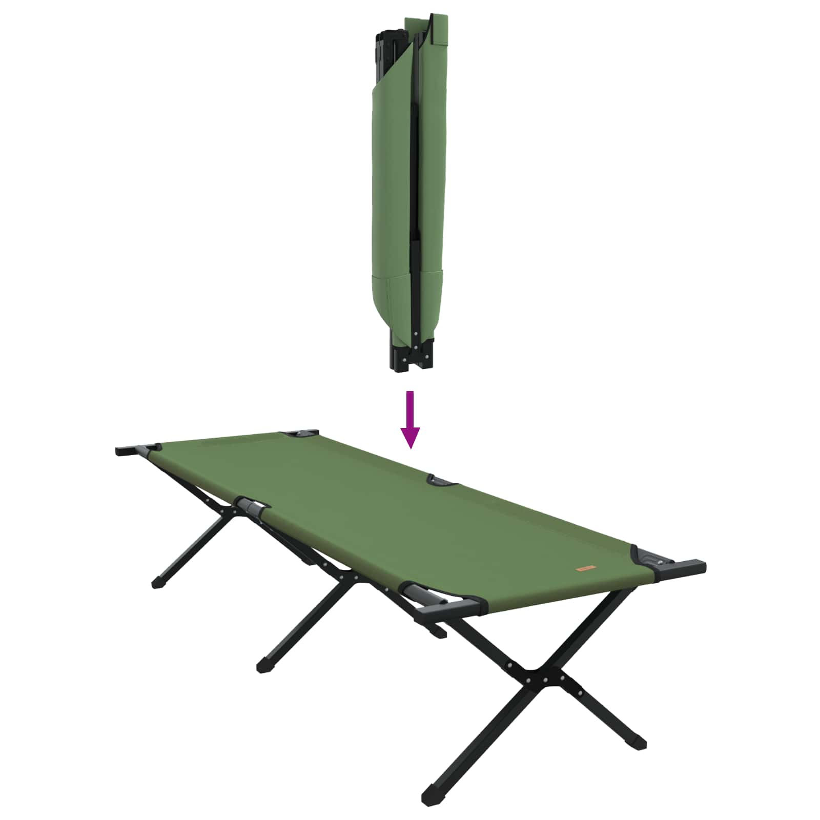 Összecsukható kemping ágy zöld 193 x 69 x 45 cm oxford szövet