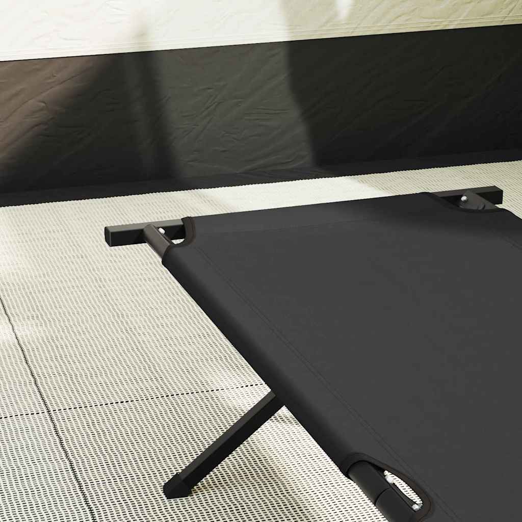 Összecsukható kemping ágy 2 pcs fekete 210 x 80 x 46 cm