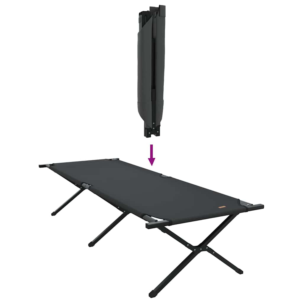 Összecsukható kemping ágy 2 pcs fekete 210 x 80 x 46 cm