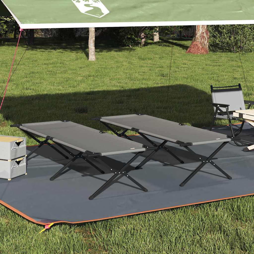Összecsukható kemping ágy 2 pcs szürke 210 x 80 x 46 cm