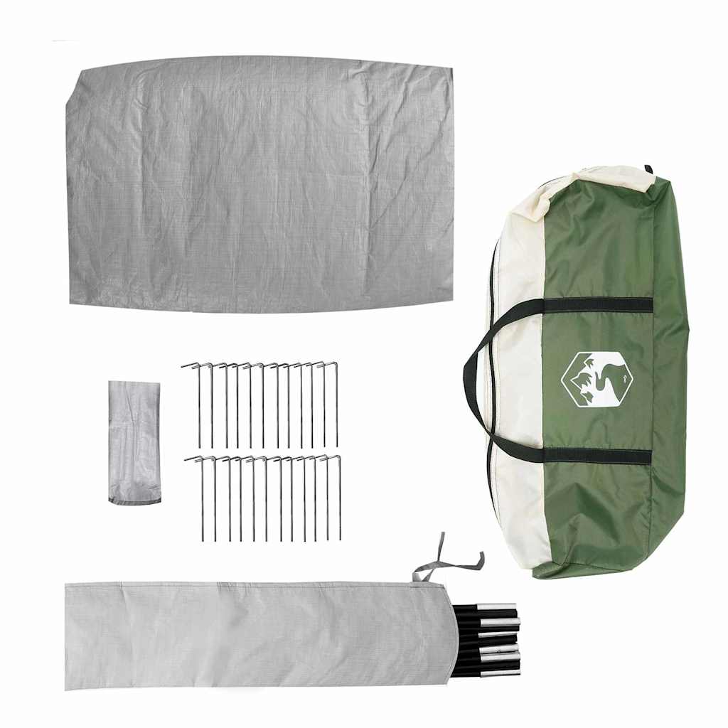 Cabin tent 12-person tetővel zöld és fehér 405 x 405 x 273 cm