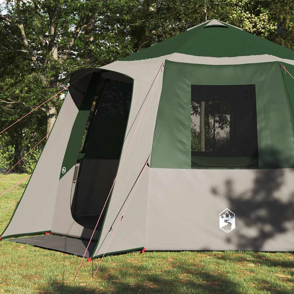 Cabin tent 12-person tetővel zöld és fehér 405 x 405 x 273 cm