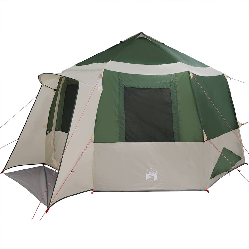 Cabin tent 12-person tetővel zöld és fehér 405 x 405 x 273 cm
