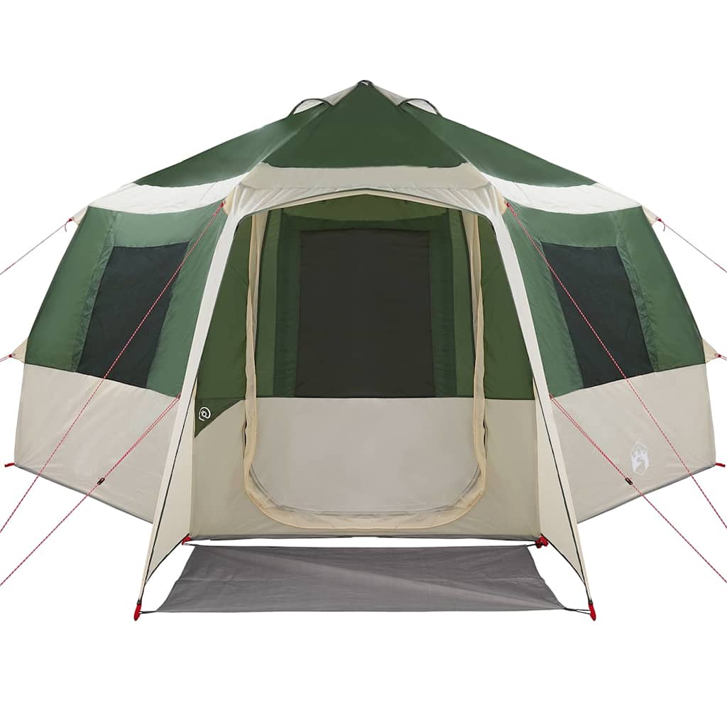 Cabin tent 12-person tetővel zöld és fehér 405 x 405 x 273 cm