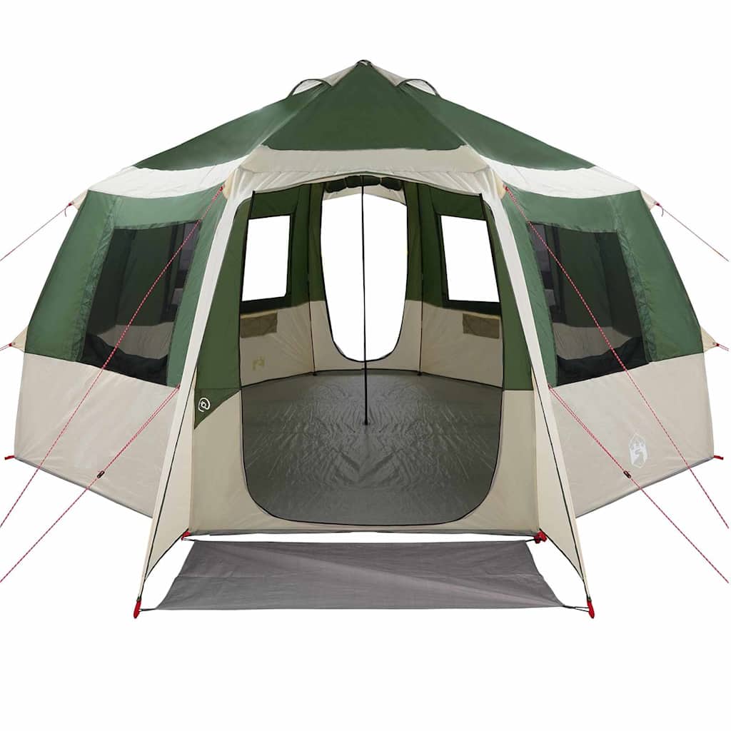 Cabin tent 12-person tetővel zöld és fehér 405 x 405 x 273 cm