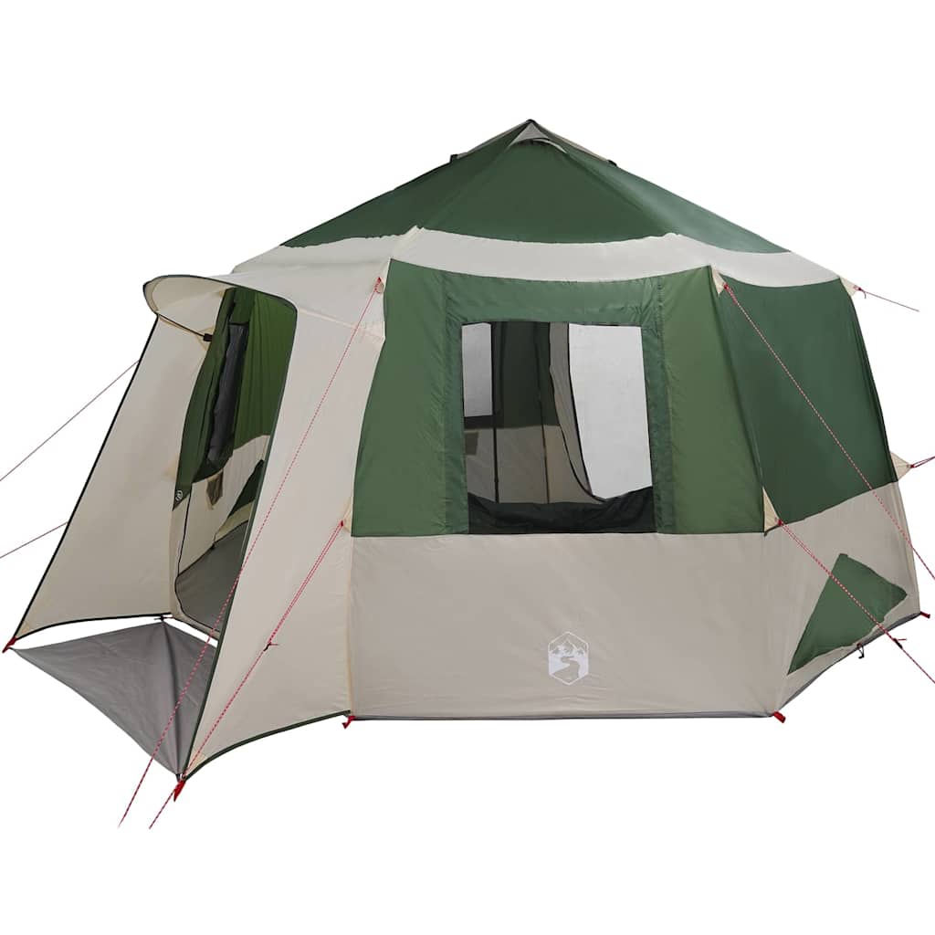 Cabin tent 12-person tetővel zöld és fehér 405 x 405 x 273 cm