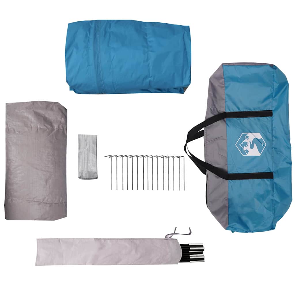 Cabin tent 12-person tetővel kék és szürke 405 x 405 x 273 cm