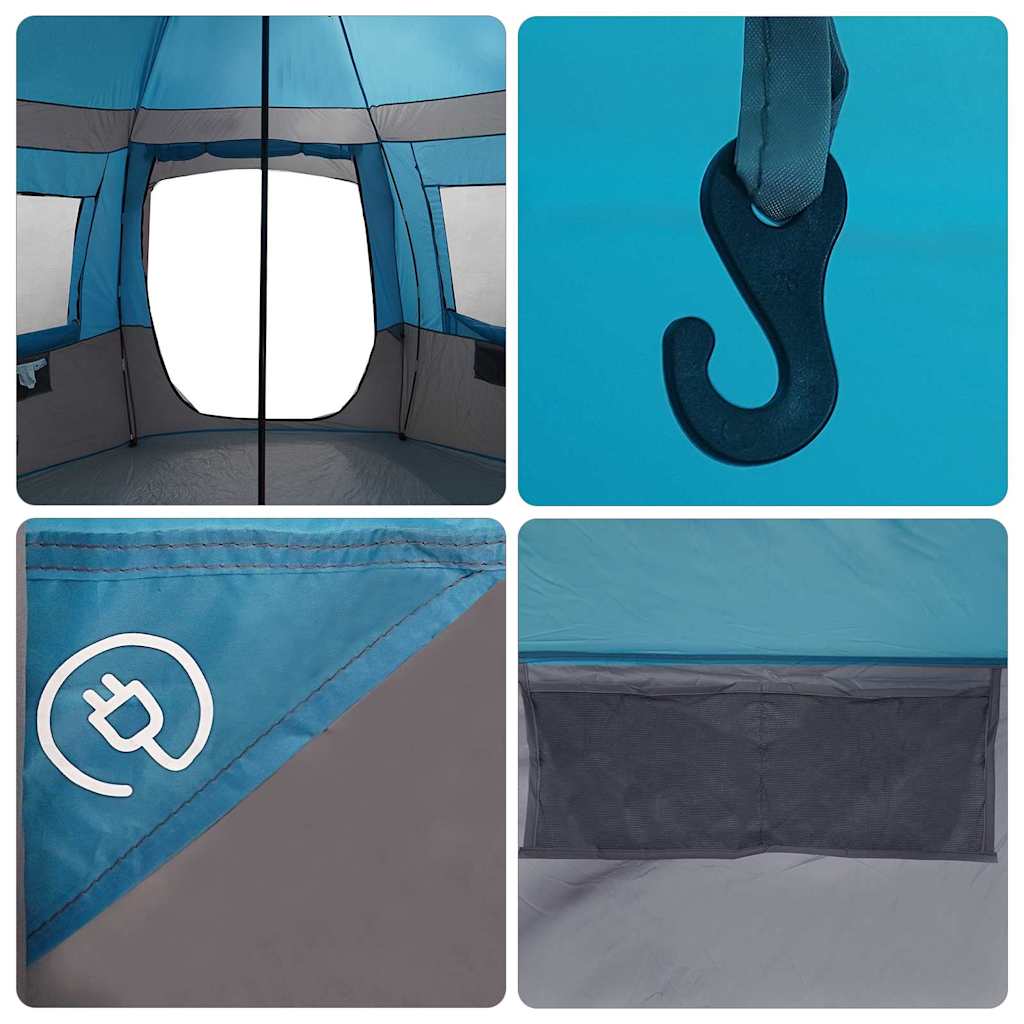 Cabin tent 12-person tetővel kék és szürke 405 x 405 x 273 cm