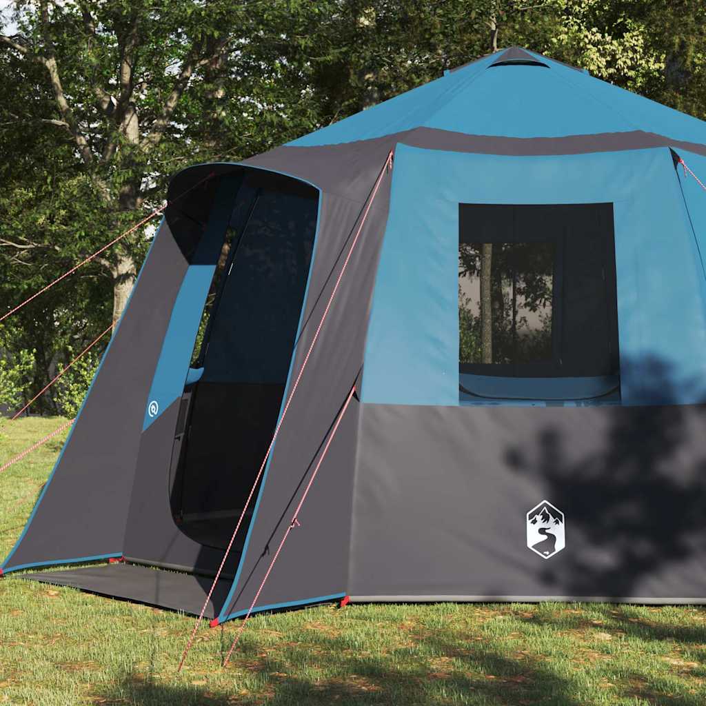 Cabin tent 12-person tetővel kék és szürke 405 x 405 x 273 cm