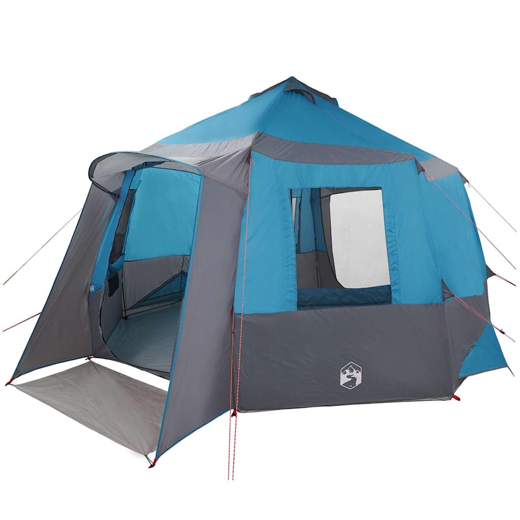 Cabin tent 12-person tetővel kék és szürke 405 x 405 x 273 cm