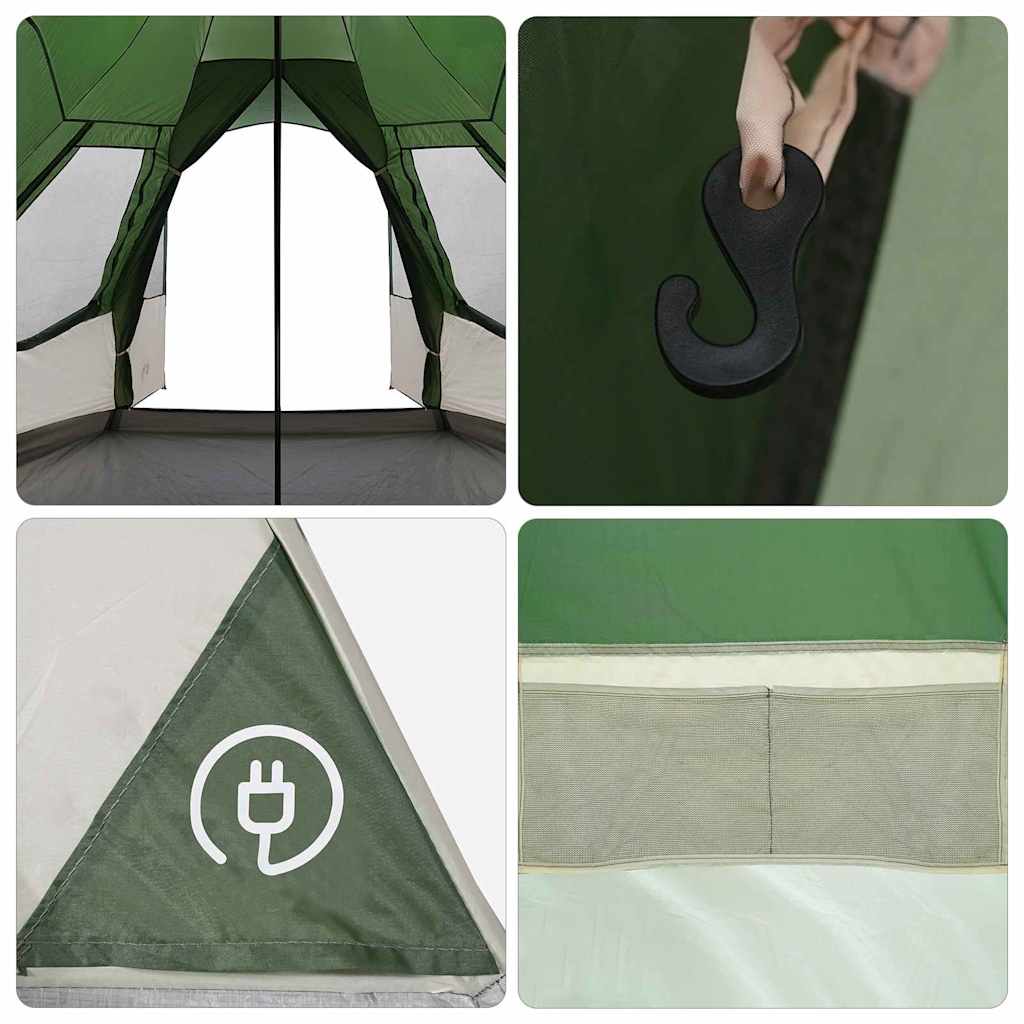 Teepee sátor 8 fős tetővel tárolóval zöld 720 x 465 x 295 cm