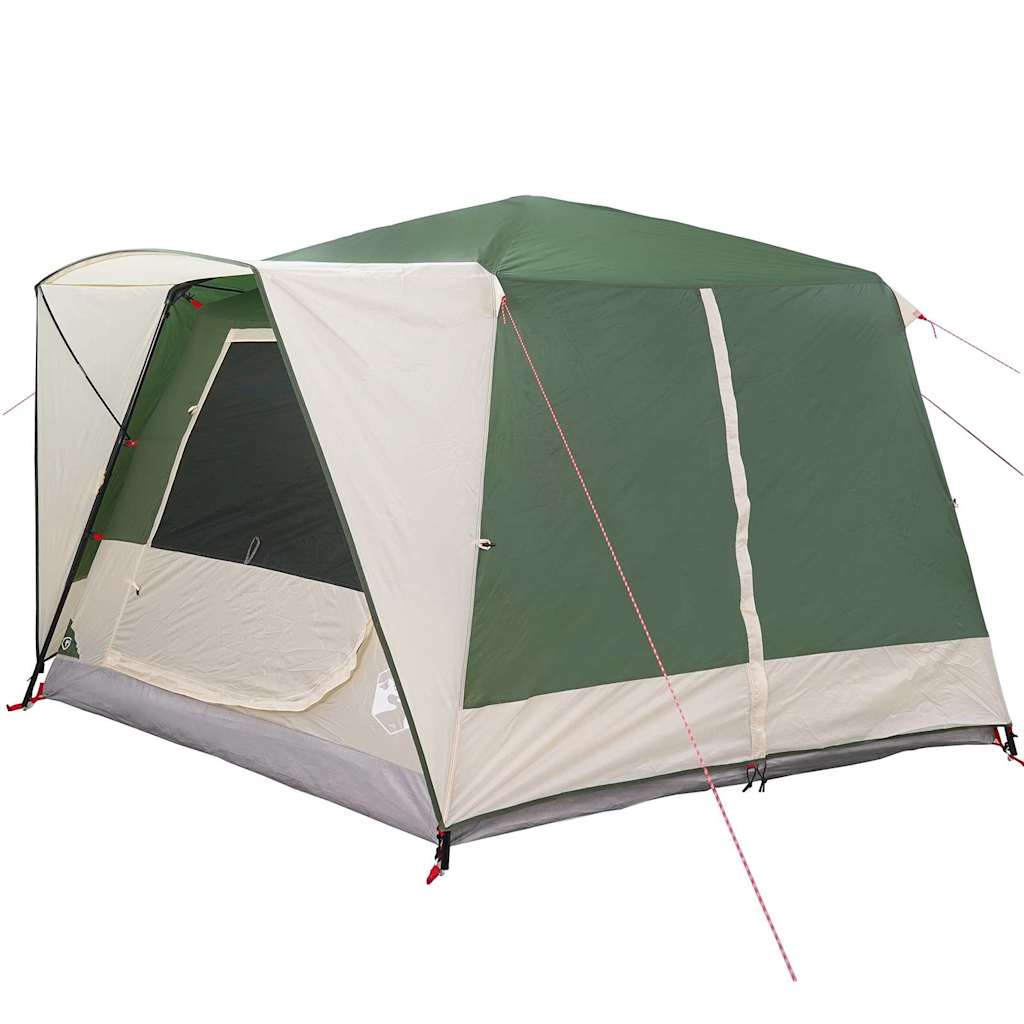 Cabin tent 7-person tetővel tárolóval zöld 400 x 350 x 212 cm